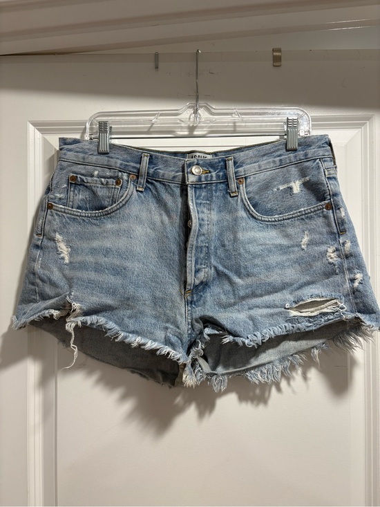 Agolde Pants - Agolde Light Blue Distressed Denim Cutoff Shorts